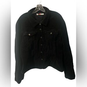 Vintage Live A Little Corduroy Jacket Womens Large  Y2K Hipster Hippie (994)